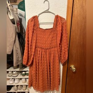 BTFBM Burnt Orange Long Sleeve Dress